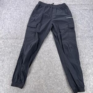 YoungLA Jogger Pants Mens Medium Black Cargo Elastic Waist Cuffed Gym Athletic